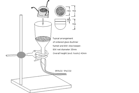 Schematic arrangement of BSK1 with Buchner funnel and approximate dimensions of BSK1